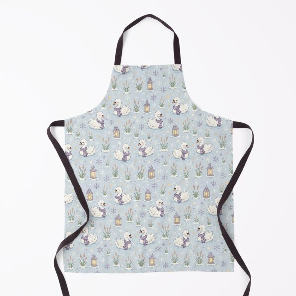 Item preview, Cute Kawaii Swan Winter Lake Lantern Pattern designed and sold by Soft Berry Studio.