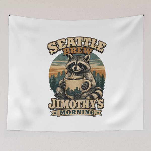 Item preview, JIMOTHY Seattle Brew - Jimothy's Morning Coffee Raccoon designed and sold by Uglyandcute.
