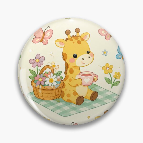 Item preview, Cute Kawaii Giraffe Spring Garden Brunch Pattern designed and sold by Soft Berry Studio.