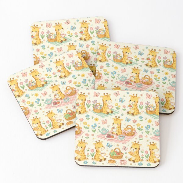 Item preview, Cute Kawaii Giraffe Spring Garden Brunch Pattern designed and sold by Soft Berry Studio.
