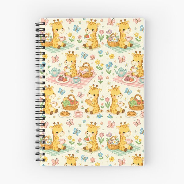 Item preview, Cute Kawaii Giraffe Spring Garden Brunch Pattern designed and sold by Soft Berry Studio.