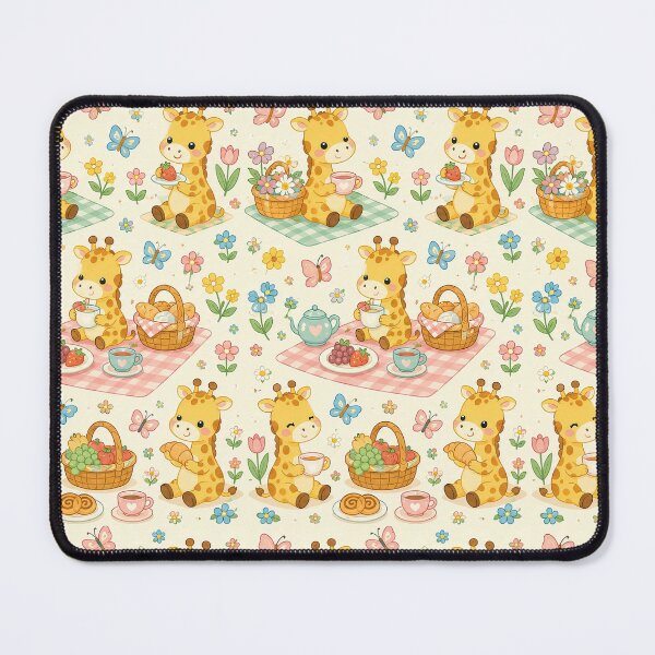 Item preview, Cute Kawaii Giraffe Spring Garden Brunch Pattern designed and sold by Soft Berry Studio.