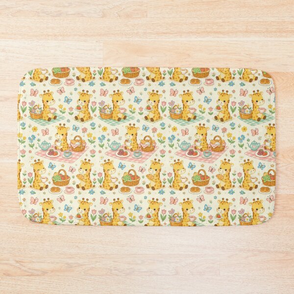 Item preview, Cute Kawaii Giraffe Spring Garden Brunch Pattern designed and sold by Soft Berry Studio.