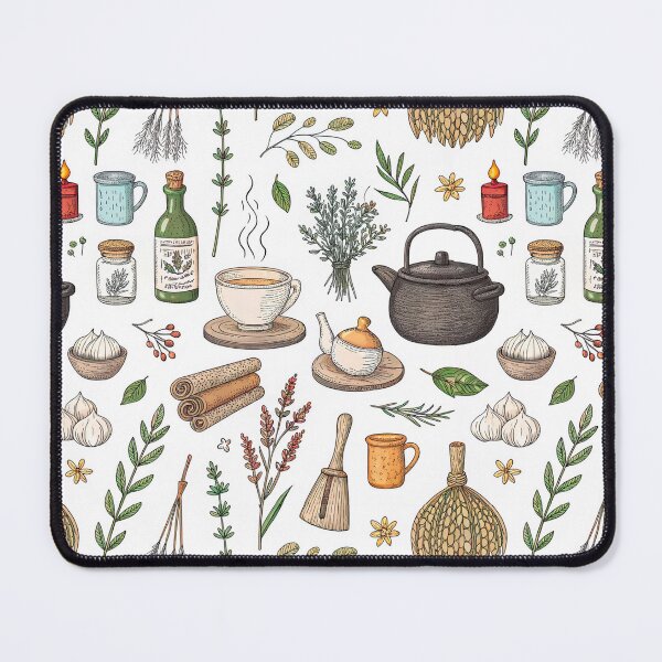 Item preview, Cozy Herbalist Tea and Herbs Seamless Pattern designed and sold by Soul Path Studio.