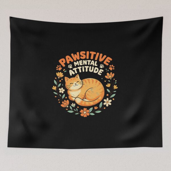 Item preview, Pawsitive Mental Attitude Cute Cat | Retro Vintage Cat Lover Design designed and sold by NostasStuff.