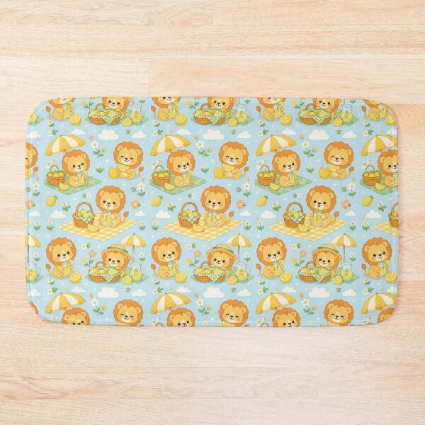 Item preview, Cute Kawaii Baby Lion Summer Lemon Picnic Pattern designed and sold by Soft Berry Studio.