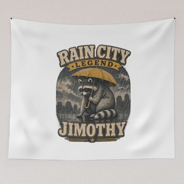 Item preview, JIMOTHY Leyenda de Rain City - Divertido mapache con paraguas de Seattle designed and sold by Uglyandcute.