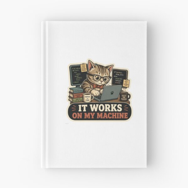 Item preview, It Works On My Machine Cute Coding Cat Sticker - Funny Programmer & Developer Gift designed and sold by crazyhome.