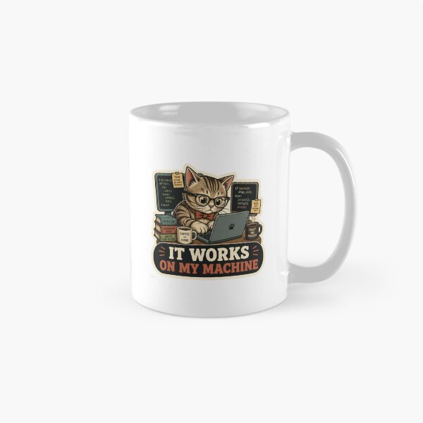 Item preview, It Works On My Machine Cute Coding Cat Sticker - Funny Programmer & Developer Gift designed and sold by crazyhome.