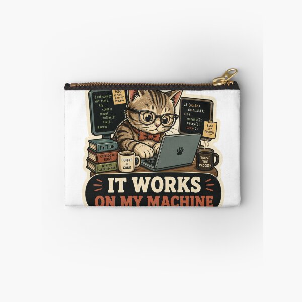 Item preview, It Works On My Machine Cute Coding Cat Sticker - Funny Programmer & Developer Gift designed and sold by crazyhome.