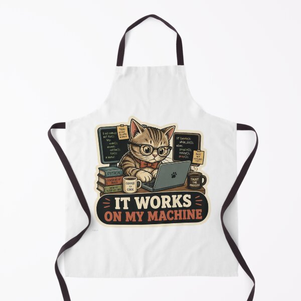 Item preview, It Works On My Machine Cute Coding Cat Sticker - Funny Programmer & Developer Gift designed and sold by crazyhome.
