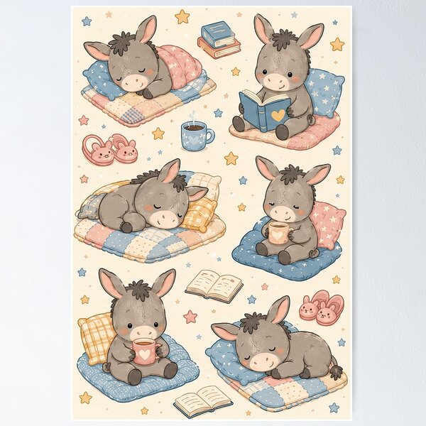 Item preview, Cute Kawaii Baby Donkey Cozy Quilt Pattern designed and sold by Soft Berry Studio.