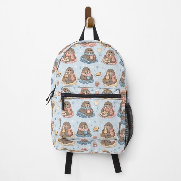 Item preview, Cute Kawaii Walrus Snowy Breakfast Pattern designed and sold by Soft Berry Studio.