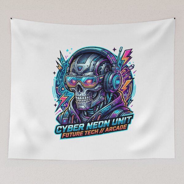 Item preview, Neon Cyber Skull Operative | Retro Arcade Synthwave Gamer Artwork designed and sold by cannsuh.