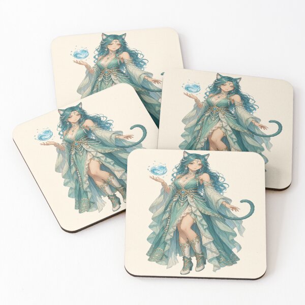 Item preview, Mystic Aqua Anime Cat Girl Mage designed and sold by Rob Hopper | RoboRob001.