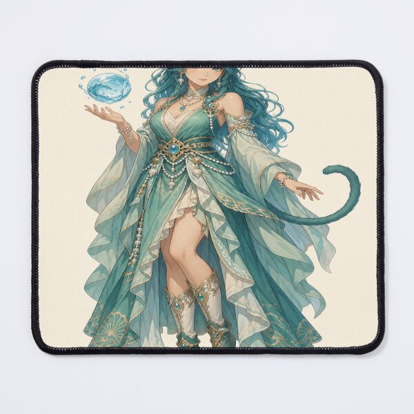 Item preview, Mystic Aqua Anime Cat Girl Mage designed and sold by Rob Hopper | RoboRob001.
