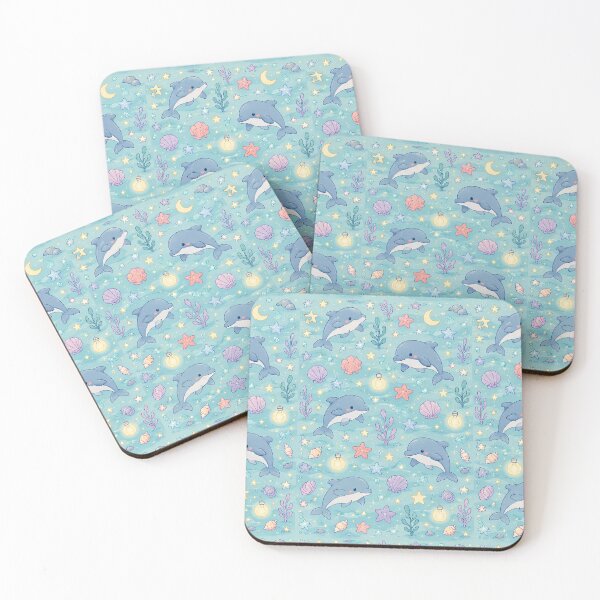 Item preview, Cute Kawaii Dolphin Summer Starry Lagoon Pattern designed and sold by Soft Berry Studio.