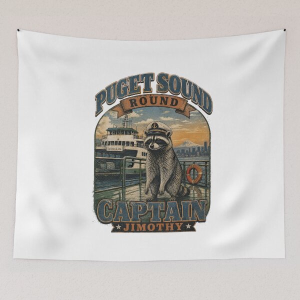 Item preview, JIMOTHY Captain Jimothy - Puget Sound Round Ferry Raccoon designed and sold by Uglyandcute.