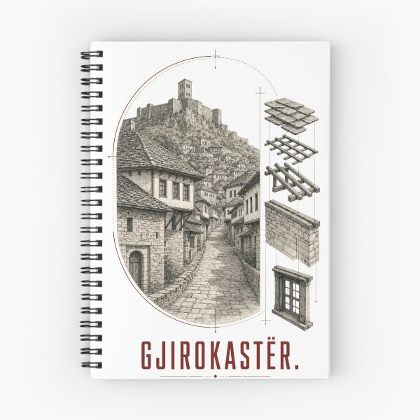 Item preview, Gjirokastër Albania Architectural Line Art designed and sold by NorthPeak Studio.
