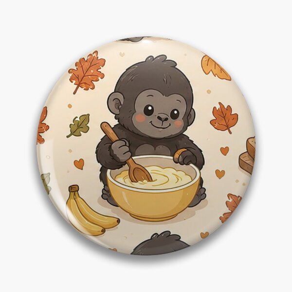 Item preview, Cute Kawaii Baby Gorilla Autumn Banana Bread Pattern designed and sold by Soft Berry Studio.