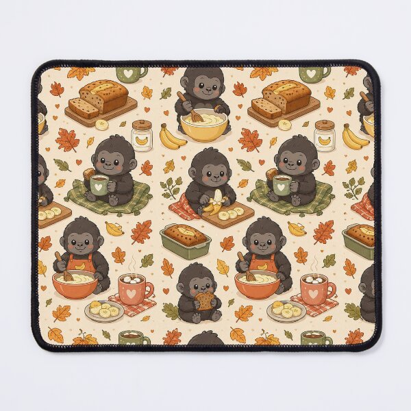 Item preview, Cute Kawaii Baby Gorilla Autumn Banana Bread Pattern designed and sold by Soft Berry Studio.