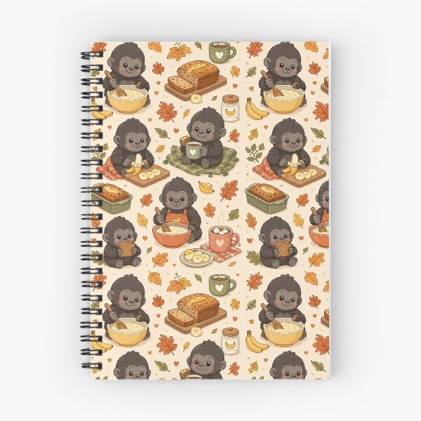 Item preview, Cute Kawaii Baby Gorilla Autumn Banana Bread Pattern designed and sold by Soft Berry Studio.