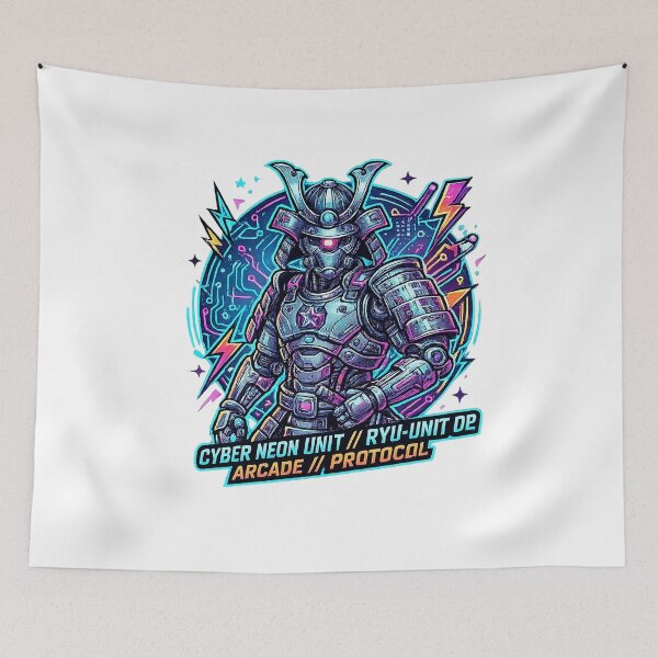 Item preview, Neon Ronin Mech | Synthwave Cyber Samurai Warrior Artwork designed and sold by cannsuh.