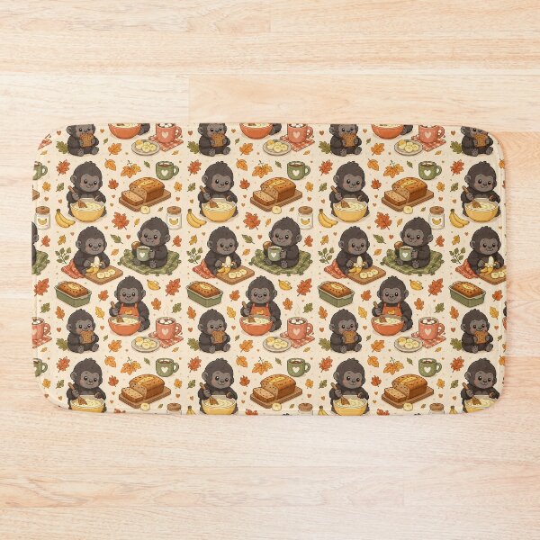 Item preview, Cute Kawaii Baby Gorilla Autumn Banana Bread Pattern designed and sold by Soft Berry Studio.