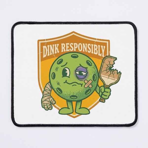 Item preview, Dink Responsibly Funny Retro Pickleball Mascot Badge designed and sold by randaper.