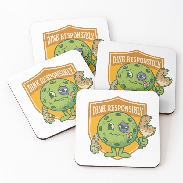 Item preview, Dink Responsibly Funny Retro Pickleball Mascot Badge designed and sold by randaper.