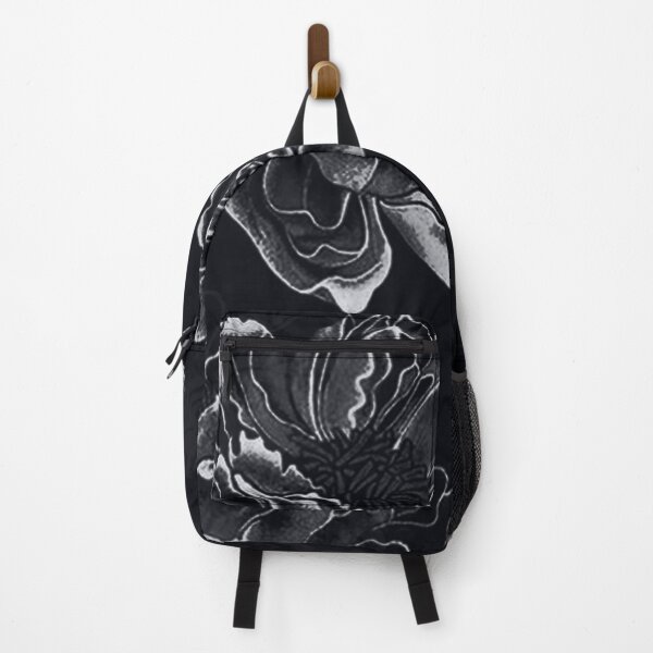 Item preview, Silver Gothic Peonies – Dark Botanical Art | Japanese Floral Print designed and sold by BatNature.