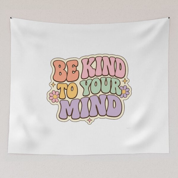 Item preview, Be Kind To Your Mind Retro 70s Typography Sticker - Mental Health & Self Love Gift designed and sold by crazyhome.