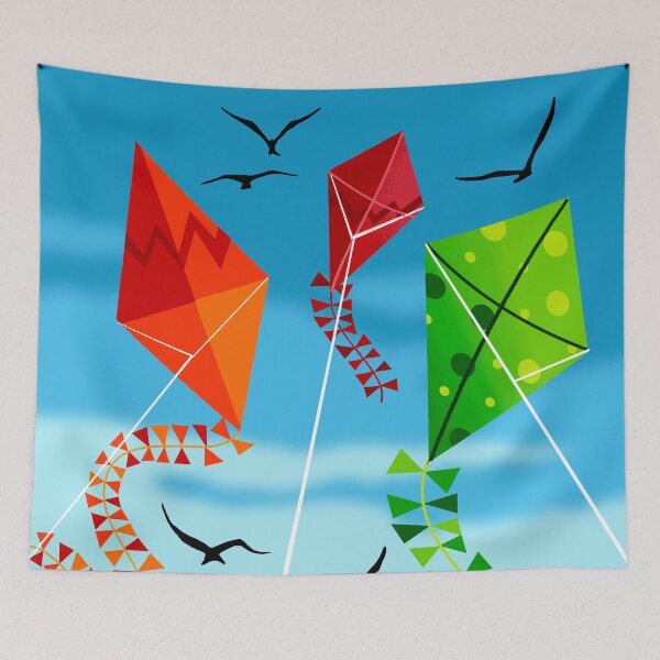 Item preview, Colourful Kites Soaring into Blue Sky designed and sold by Andrew  Hitchen.