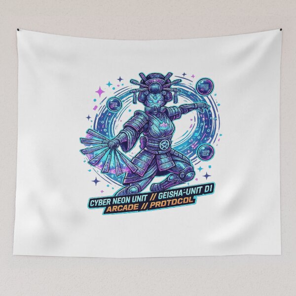 Item preview, Neon Kunoichi Automaton | Cyber Fan Dancer Synthwave Artwork designed and sold by cannsuh.