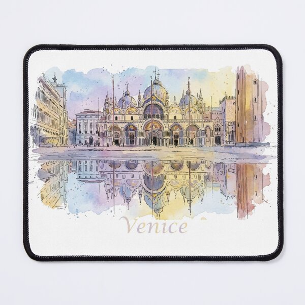 Item preview, Venice Italy St Mark's Basilica Watercolor Art designed and sold by NareArt.