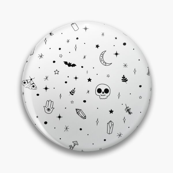 Item preview, Witchy Icons Skull Moth Moon Black on White designed and sold by WonderAndWhim.