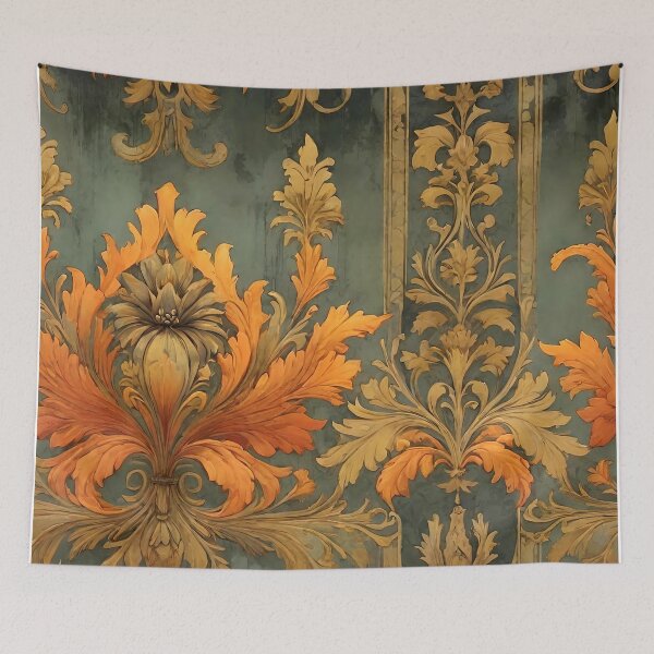 Item preview, Fiery Flowers Copper Patina Damask Design designed and sold by Tammy Winand Arts.