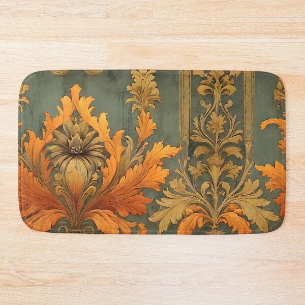 Item preview, Fiery Flowers Copper Patina Damask Design designed and sold by Tammy Winand Arts.