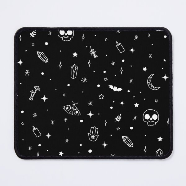 Item preview, Witchy Icons Skull Moth Moon White on Black designed and sold by WonderAndWhim.