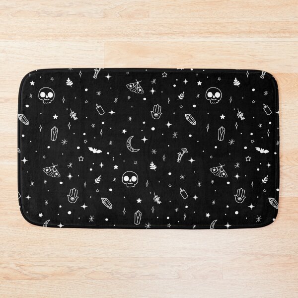 Item preview, Witchy Icons Skull Moth Moon White on Black designed and sold by WonderAndWhim.
