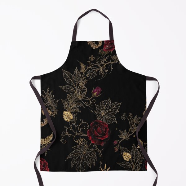 Item preview, Dark Red Roses with Gold Botanical Linework designed and sold by WitchyBotanicaArt.