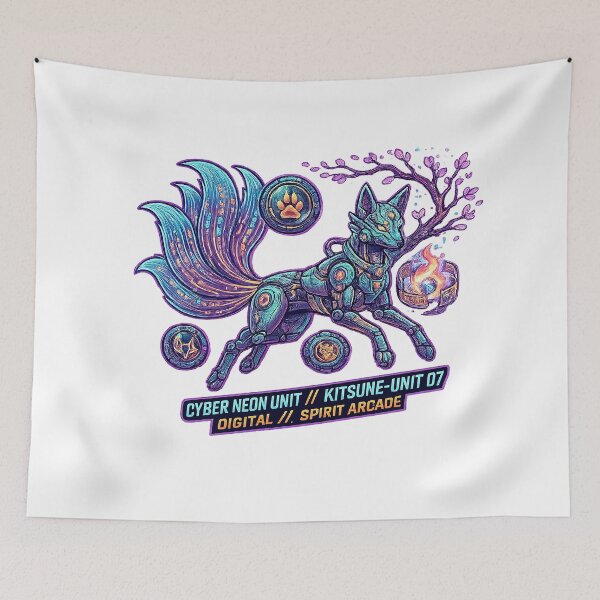 Item preview, Celestial Cyber Kitsune | Neon Spirit Fox Fantasy Artwork designed and sold by cannsuh.