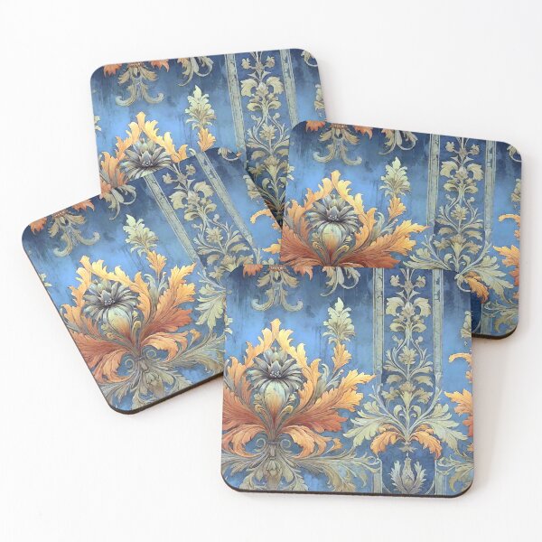 Item preview, Damask Floral Patina Cobalt and Copper designed and sold by Tammy Winand Arts.
