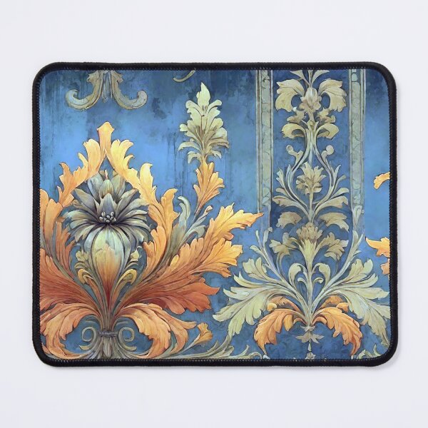 Item preview, Damask Floral Patina Cobalt and Copper designed and sold by Tammy Winand Arts.