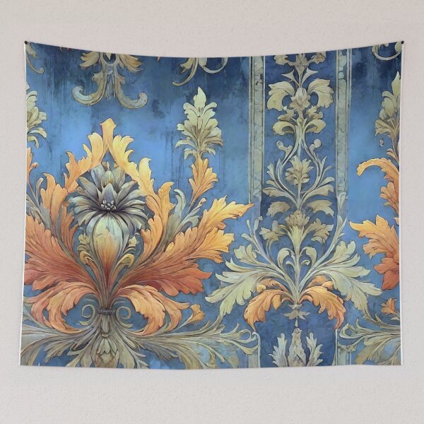 Item preview, Damask Floral Patina Cobalt and Copper designed and sold by Tammy Winand Arts.