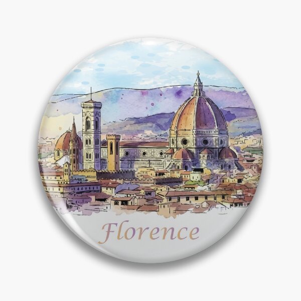 Item preview, Florence Italy Watercolor Duomo Skyline Art designed and sold by NareArt.