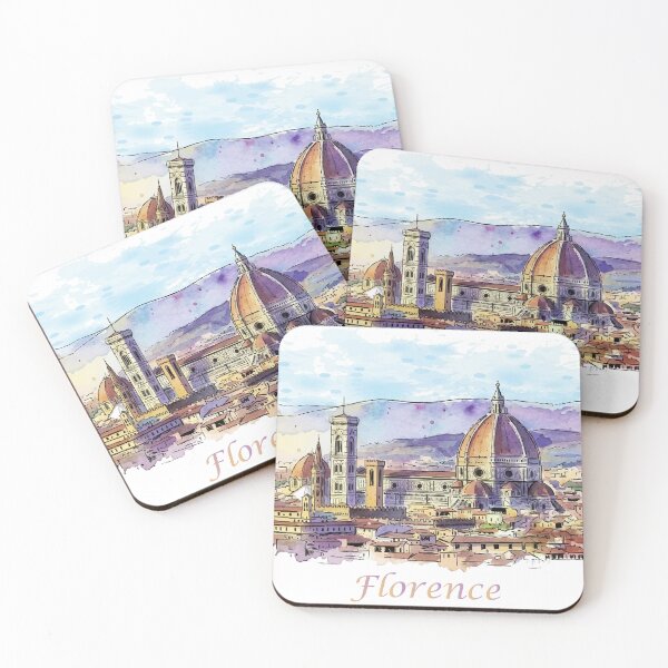 Item preview, Florence Italy Watercolor Duomo Skyline Art designed and sold by NareArt.