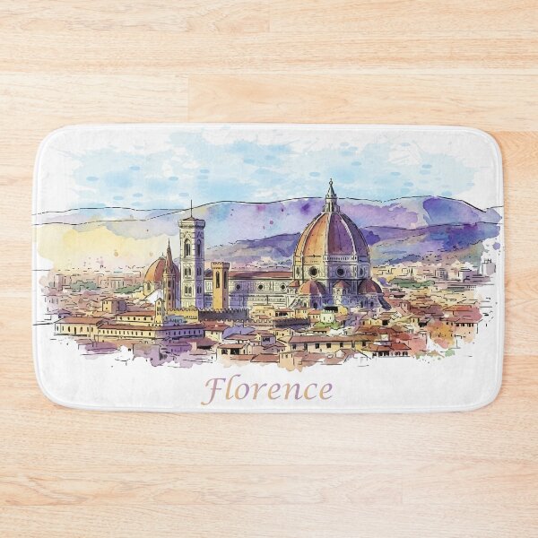 Item preview, Florence Italy Watercolor Duomo Skyline Art designed and sold by NareArt.