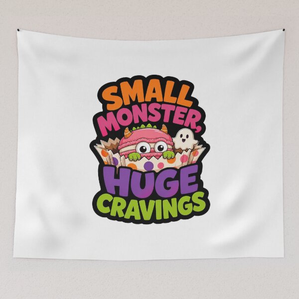 Item preview, Small Monster Huge Cravings Funny Food Monster Halloween designed and sold by ColeLaniTrading.