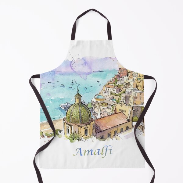 Item preview, Amalfi Coast Italy Watercolor Coastal View Art designed and sold by NareArt.
